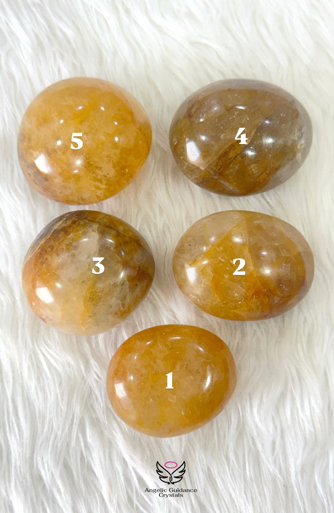 Golden Healer Quartz Palm Stone Round