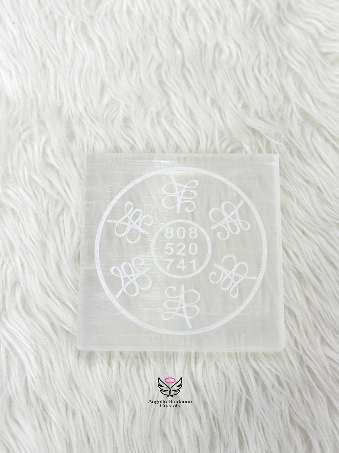 Selenite Zibu Symbol Engraved Plate Medium