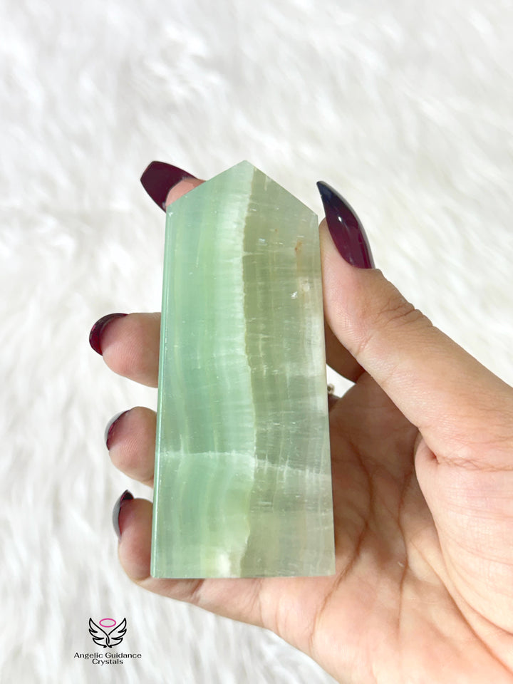Pistachio Green Calcite Tower Large