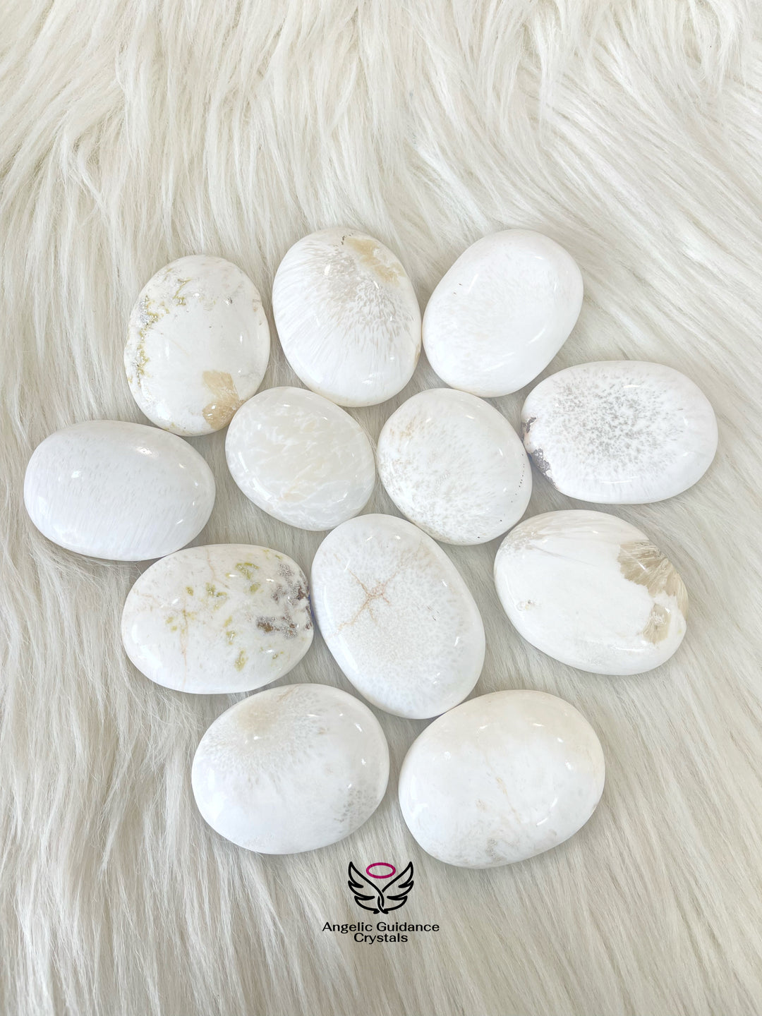 White Scolecite Palmstone
