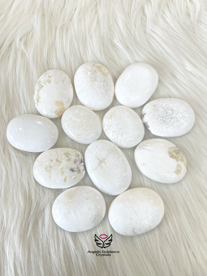 White Scolecite Palmstone