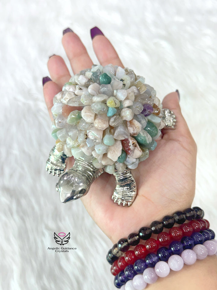 Flower Agate Tortoise Lamp