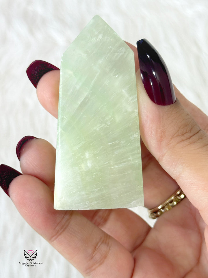 Pistachio Green Calcite Tower Medium