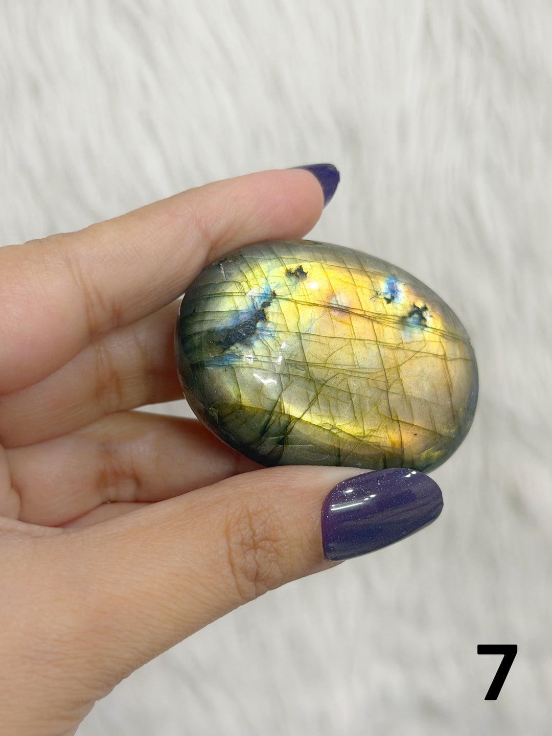 Labradorite Puffy Palm Stone For Intuition &amp; Protection