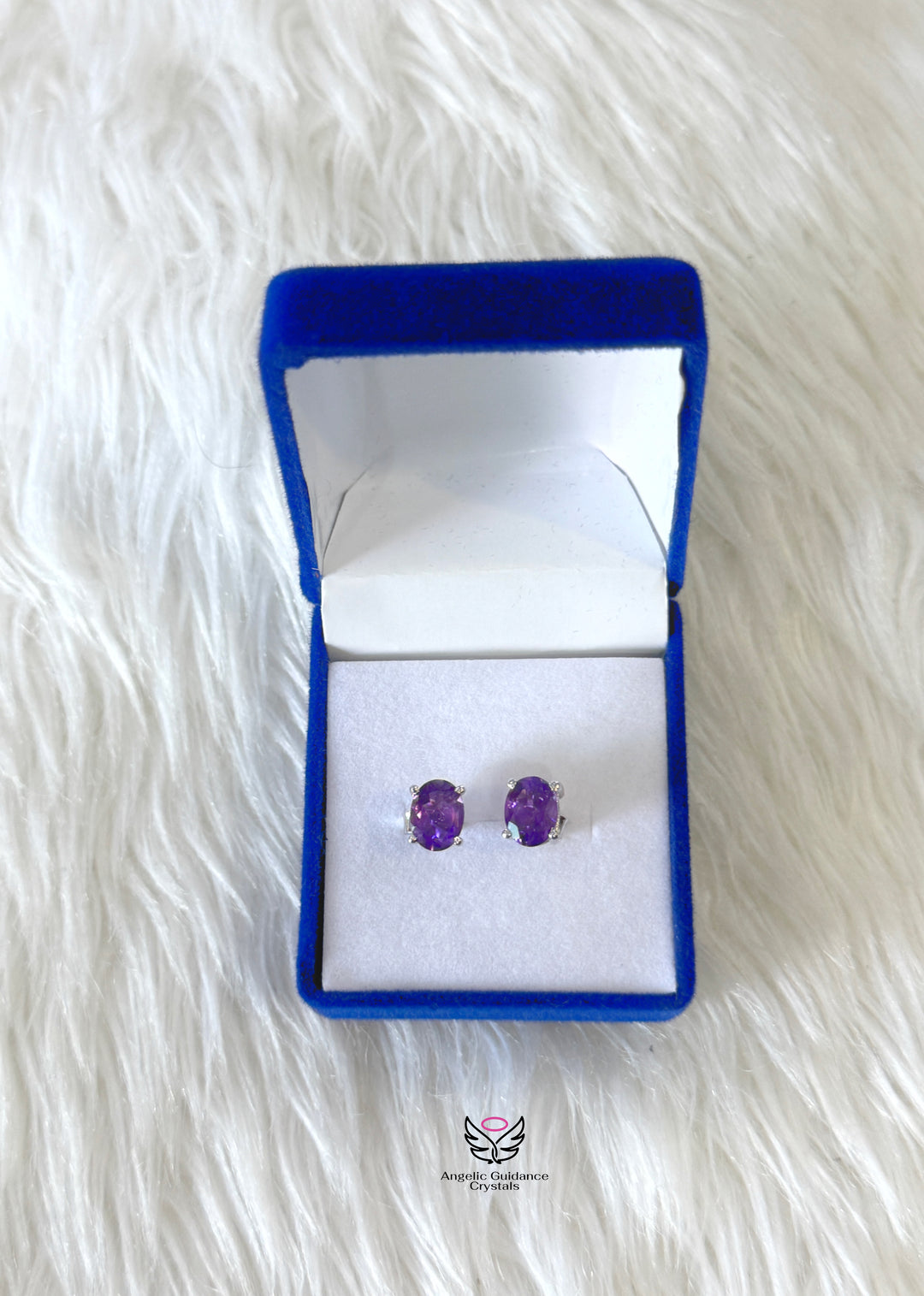 Amethyst Silver Earrings Oval