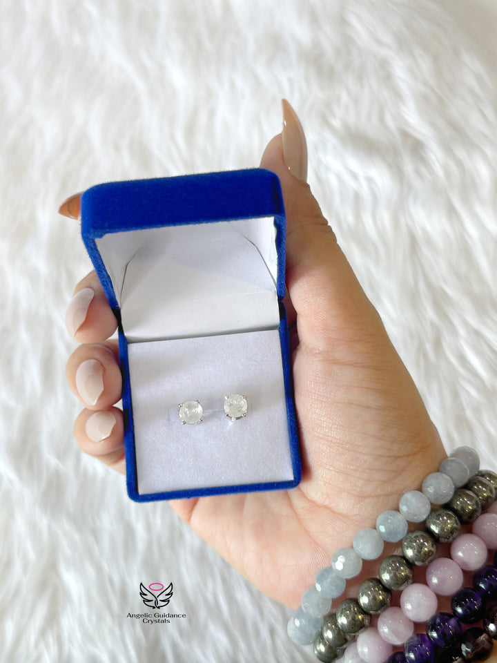 Rainbow Moonstone Silver Earrings
