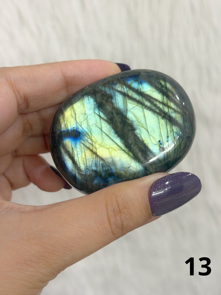 Labradorite Puffy Palm Stone For Intuition &amp; Protection