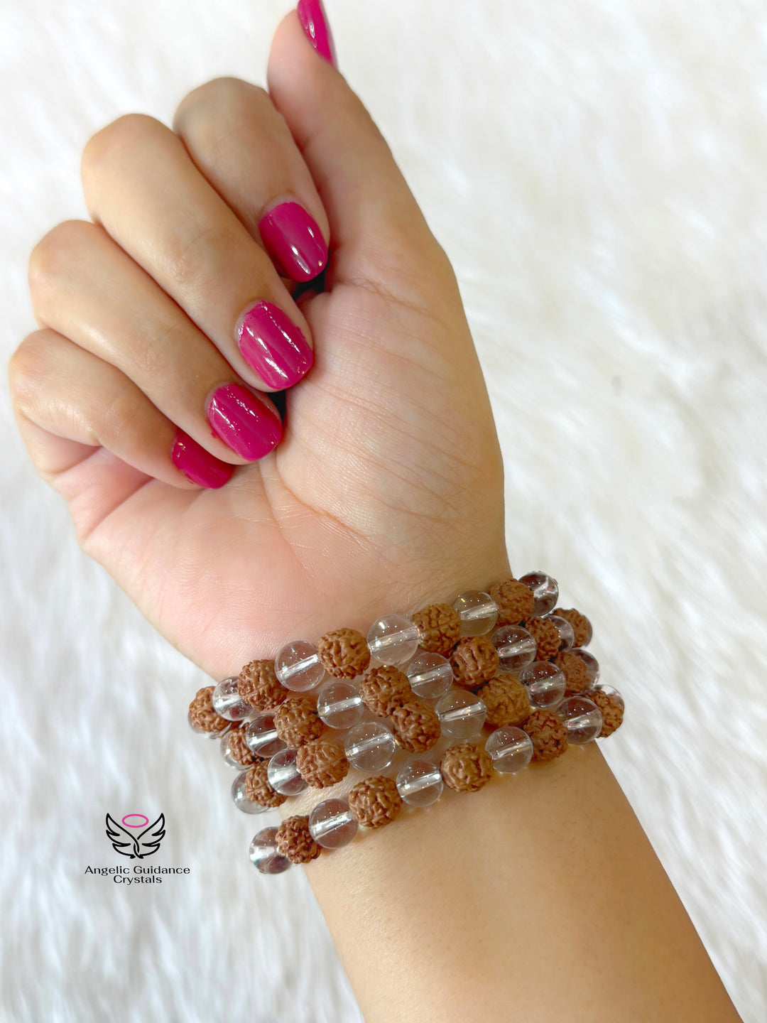 Rudraksha And Clear Quartz 8mm Bracelet