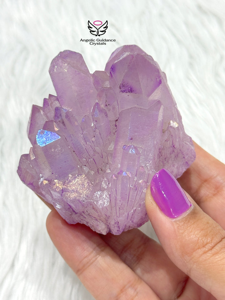 Purple Aura Quartz Cluster