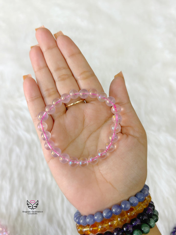 Pink Aura Quartz Bracelet 8mm