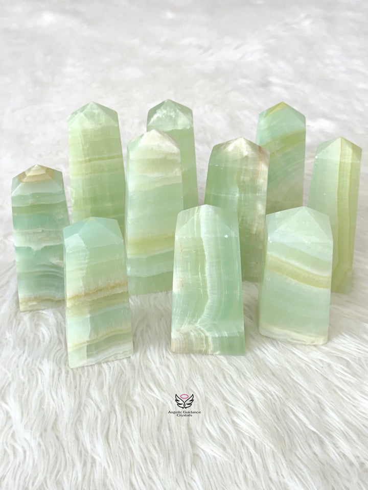 Pistachio Green Calcite Tower Large
