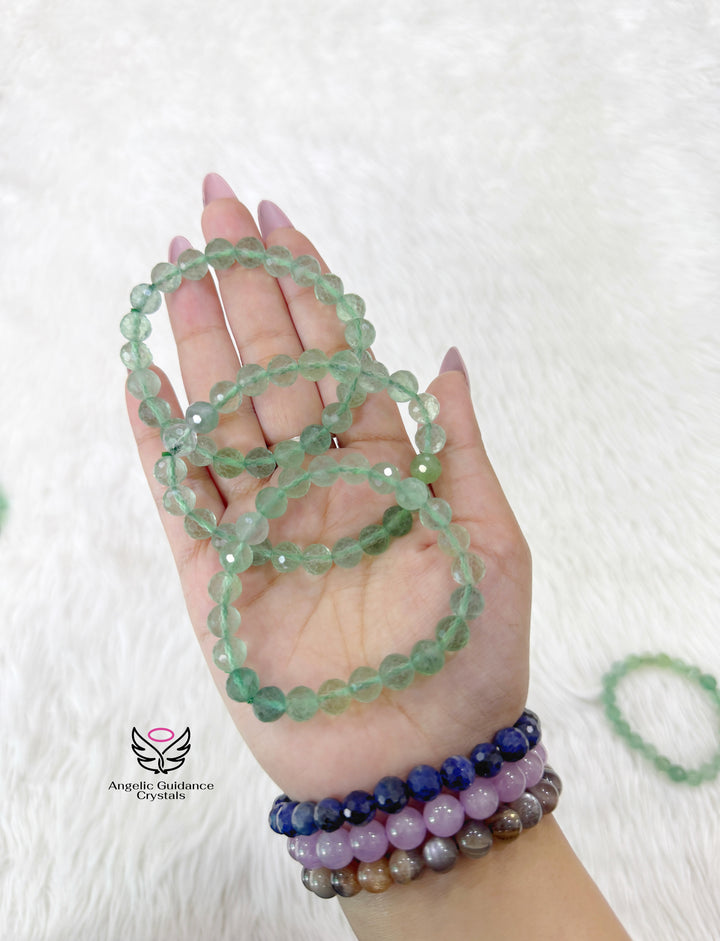 Green Fluorite Faceted Bracelet 8mm