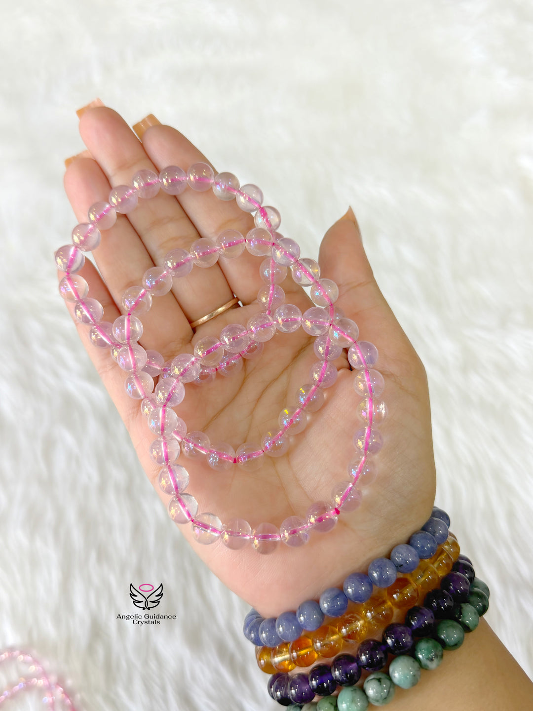 Pink Aura Quartz Bracelet 8mm