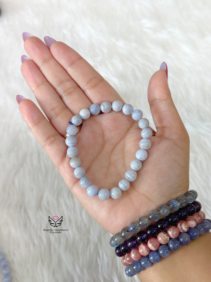 Blue Lace Agate Bracelet AA 8mm