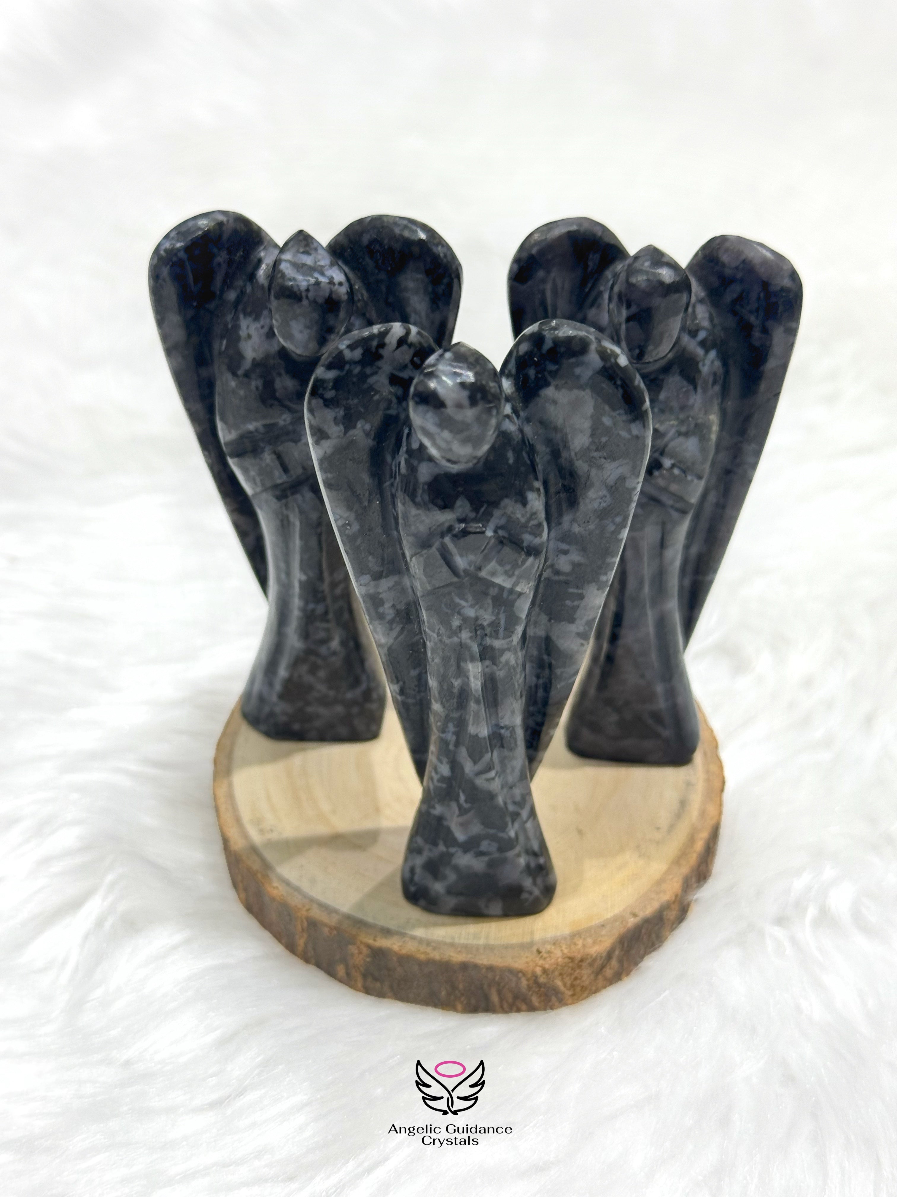 Indigo Gabbro / Mystic Merlinite Angel 3 Inch – Angelic Guidance Crystals
