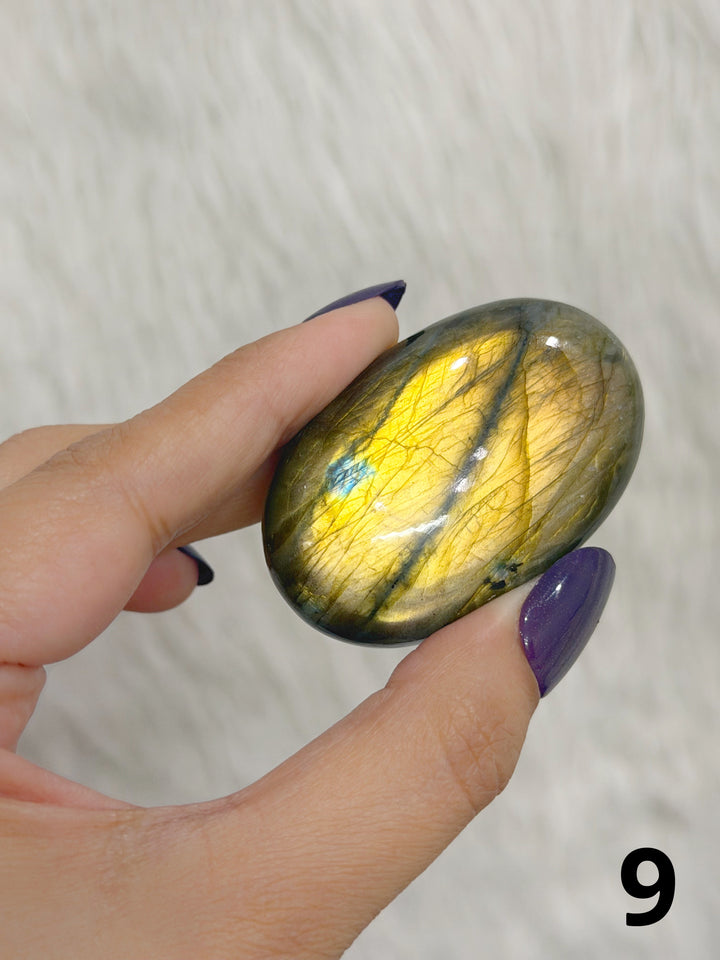 Labradorite Puffy Palm Stone For Intuition &amp; Protection