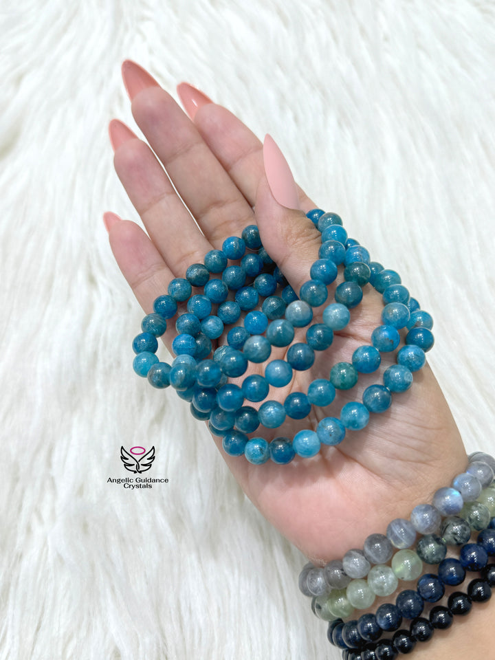 Blue Apatite Round Bracelet