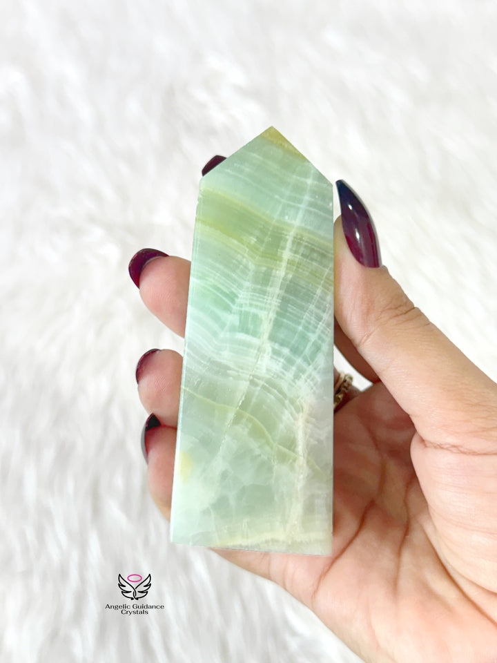 Pistachio Green Calcite Tower Large