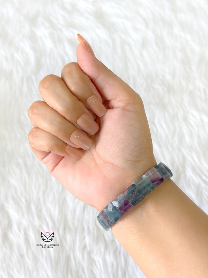 Rainbow Fluorite Pyramid Bracelet