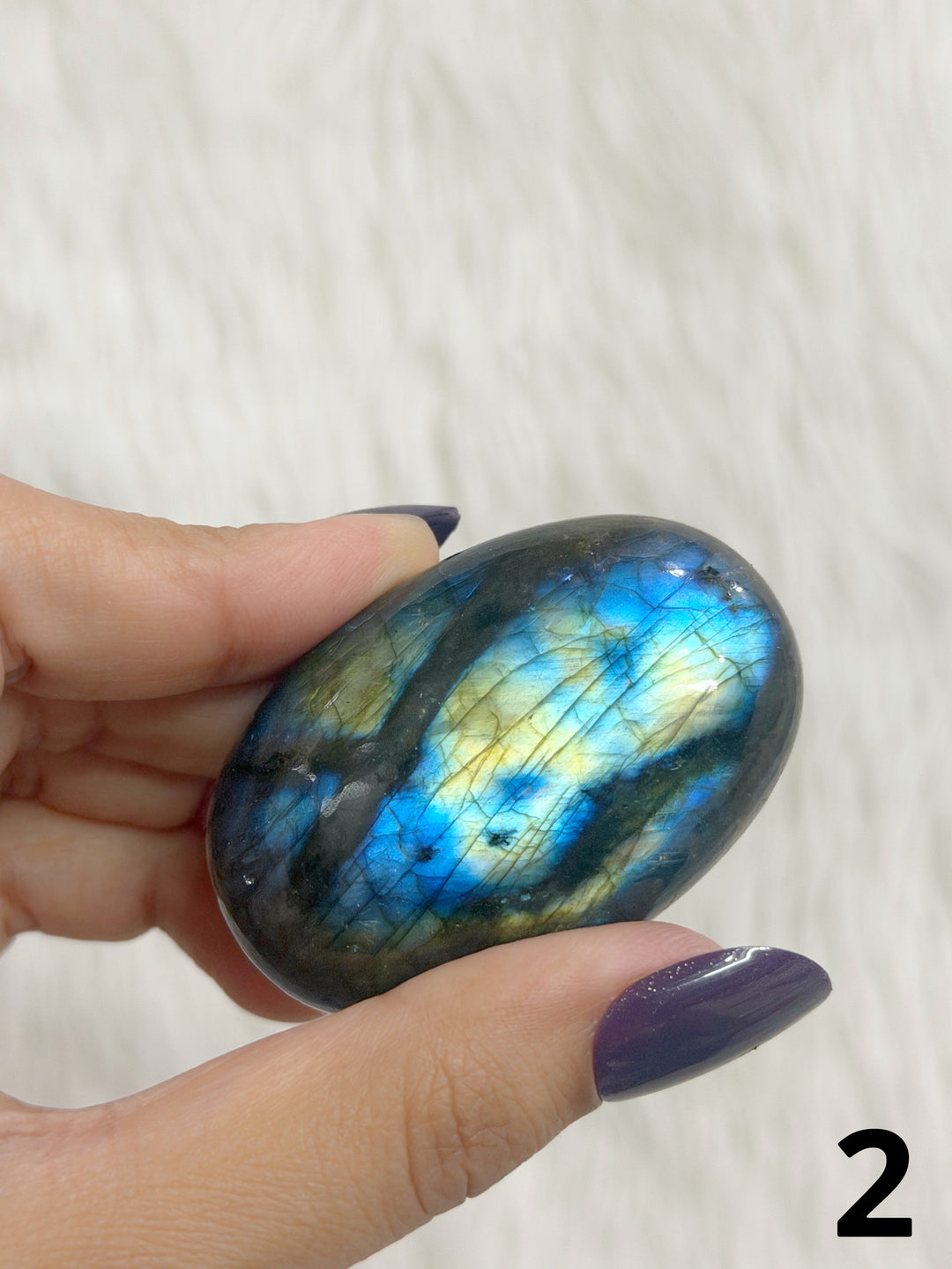 Labradorite Puffy Palm Stone For Intuition &amp; Protection