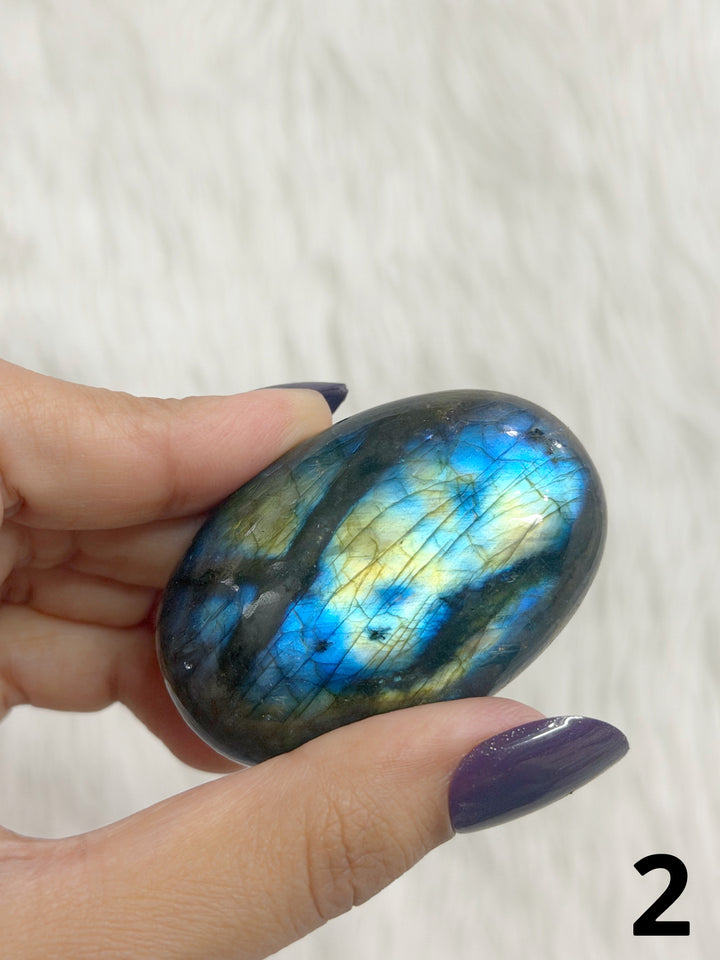 Labradorite Puffy Palm Stone For Intuition &amp; Protection