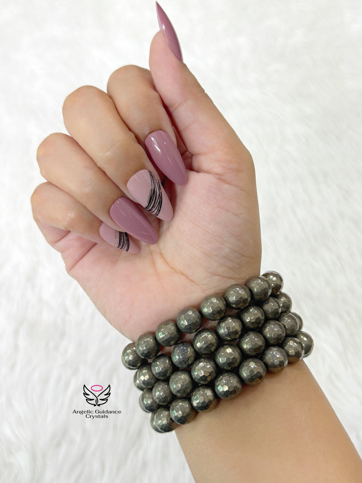 Pyrite Bracelet Faceted 10 MM Aa