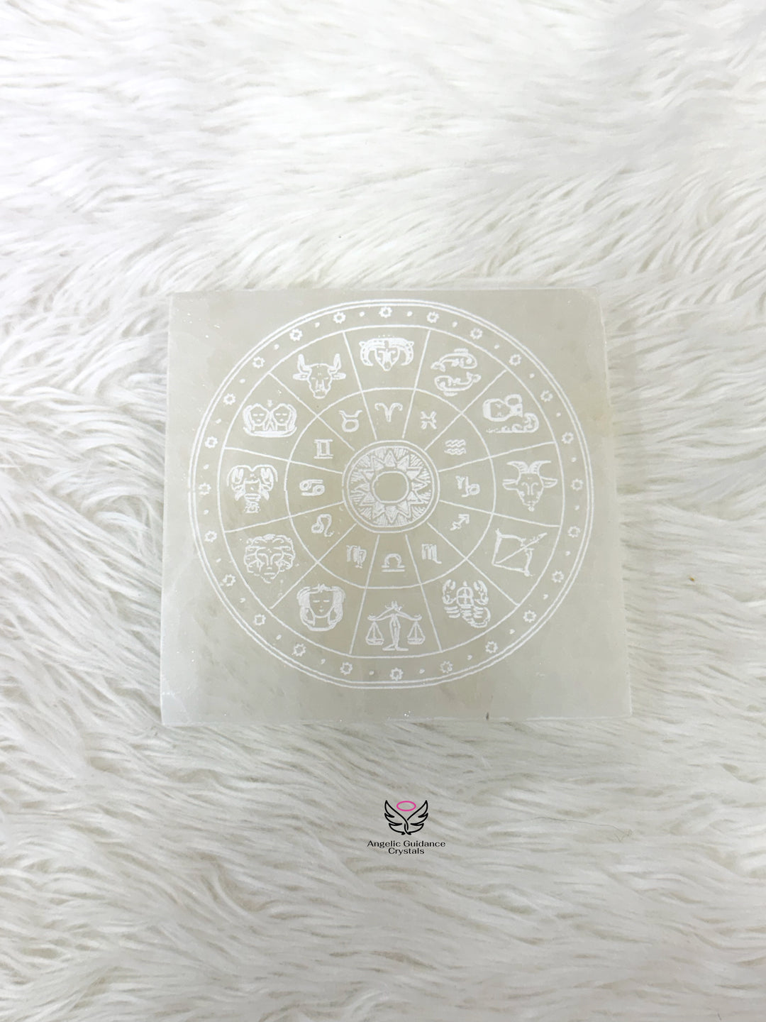 Selenite Zodiac Square Plate Medium