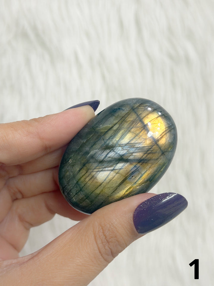Labradorite Puffy Palm Stone For Intuition &amp; Protection