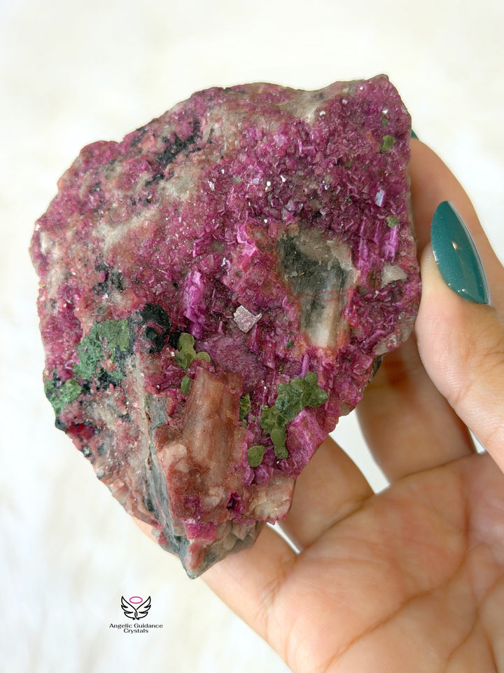 Pink Cobalto Calcite With Malachite Raw Stone 13