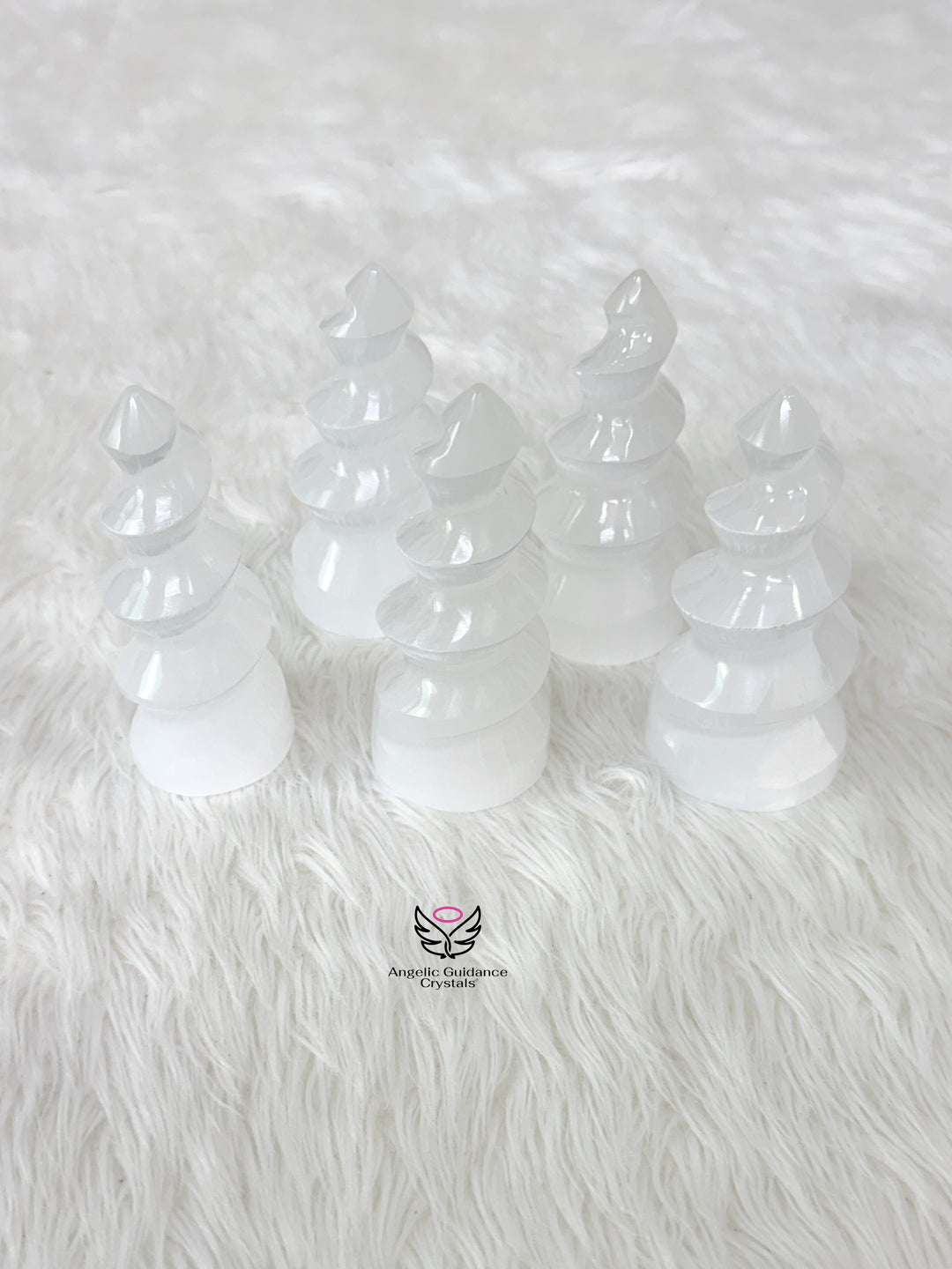Selenite Spiral Tower Medium