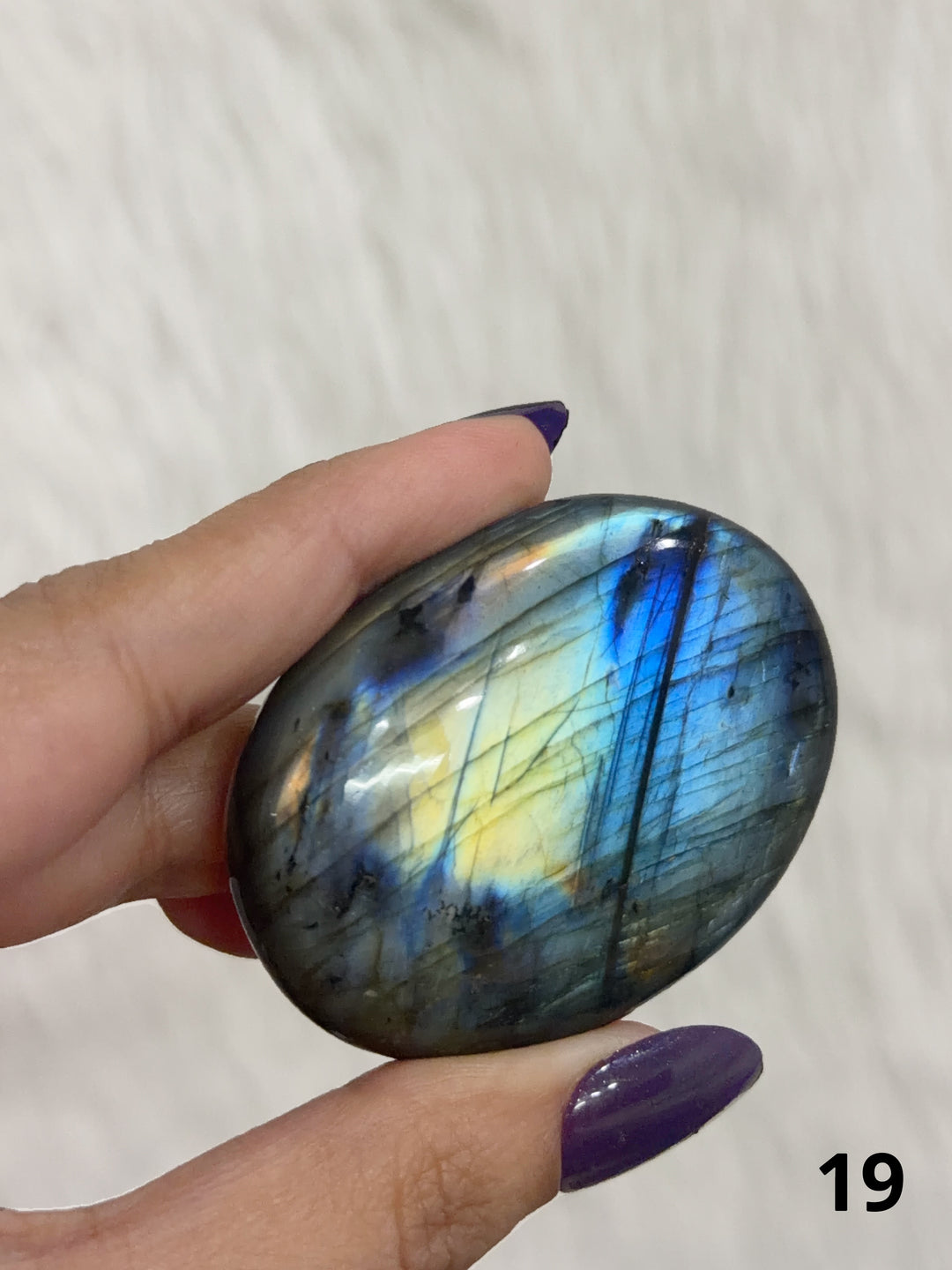 Labradorite Puffy Palm Stone For Intuition &amp; Protection