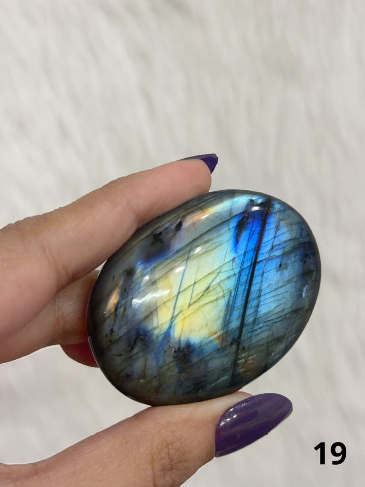 Labradorite Puffy Palm Stone For Intuition &amp; Protection