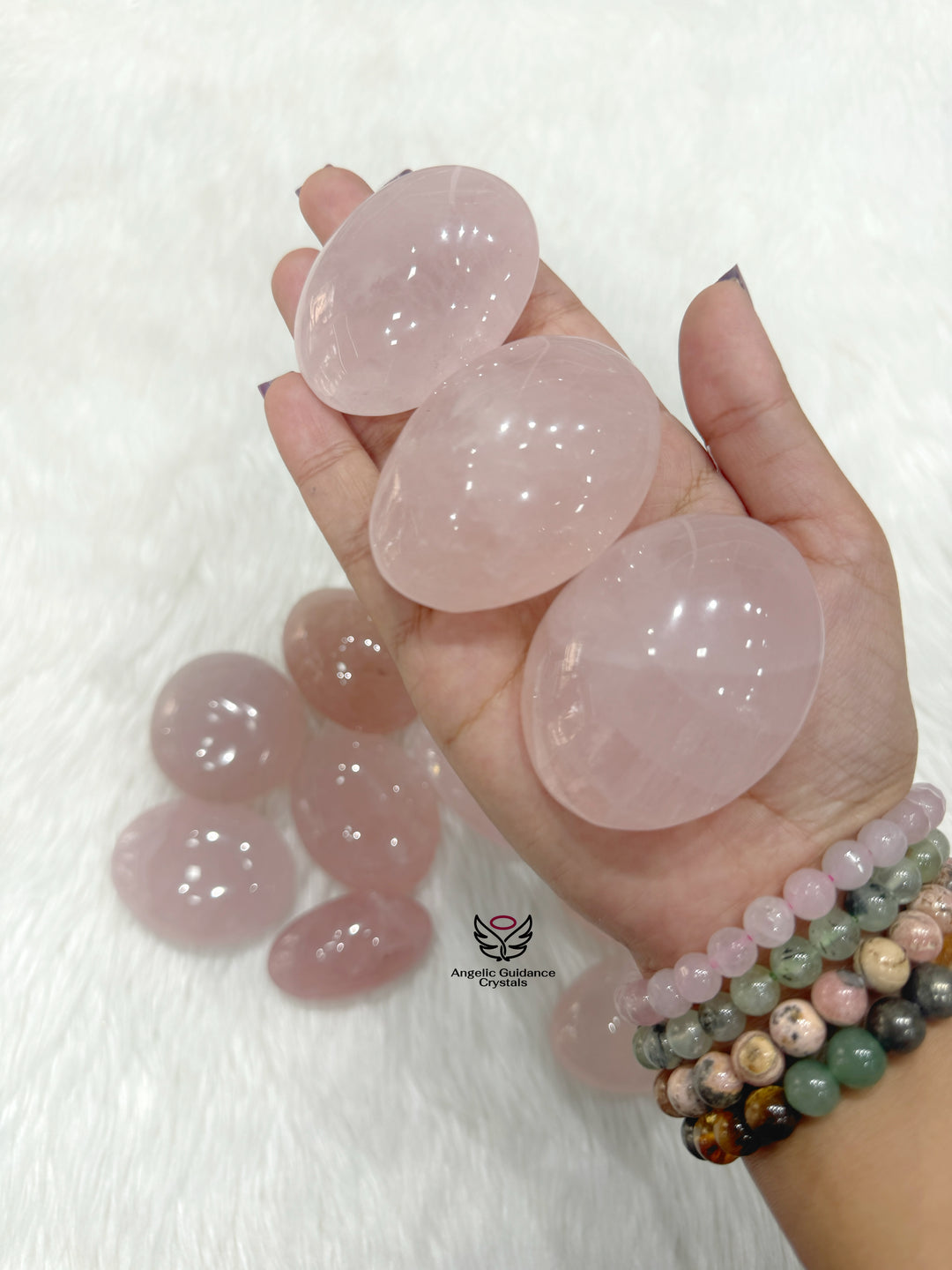 Rose Quartz Palm Stone Large AAA