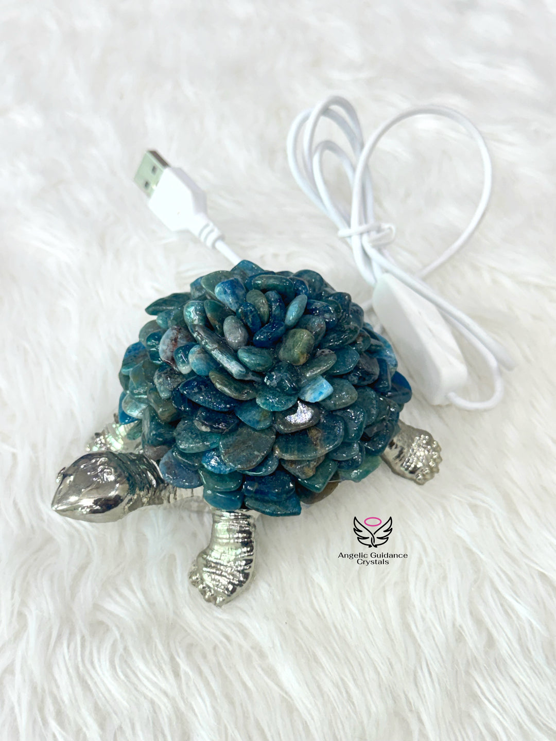 Blue Apatite Tortoise Lamp