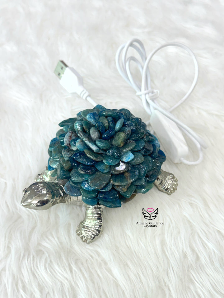 Blue Apatite Tortoise Lamp