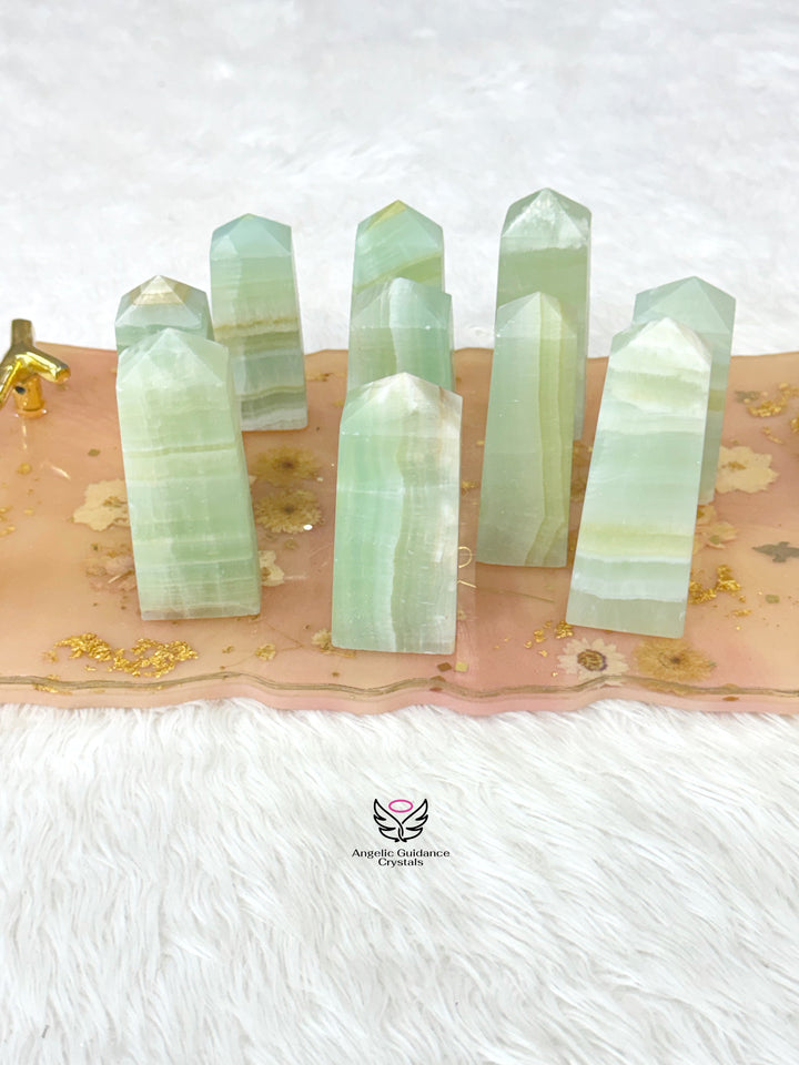 Pistachio Green Calcite Tower Large