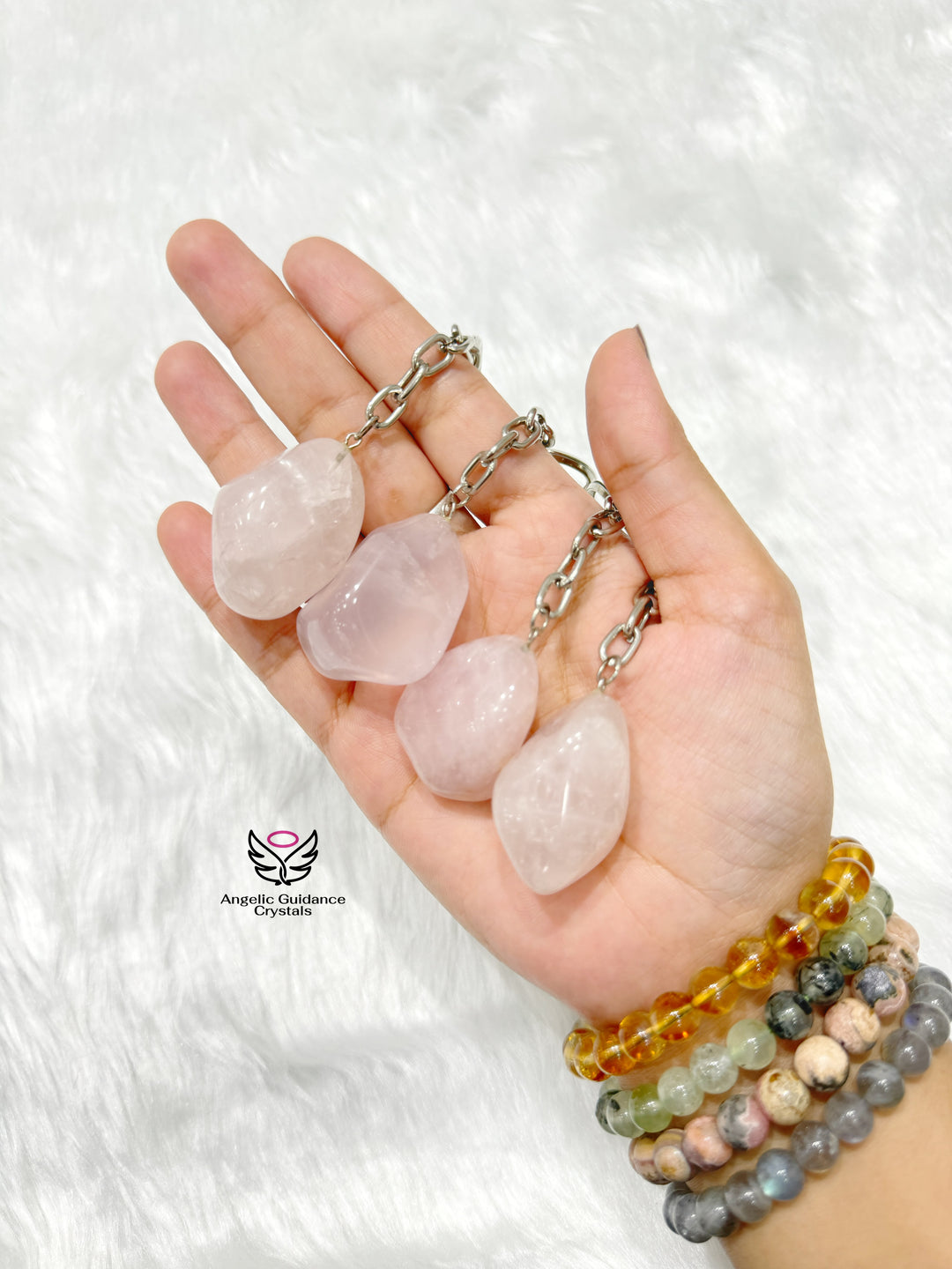 Rose Quartz Tumble Keychain