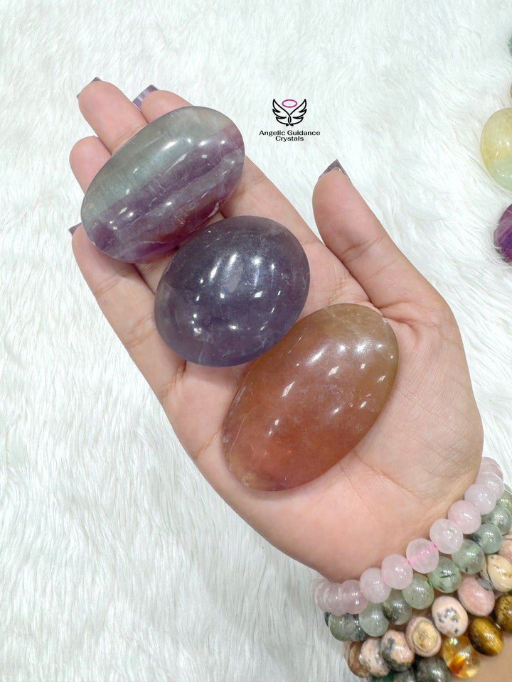 Rainbow Fluorite Palm Stone Small AAA