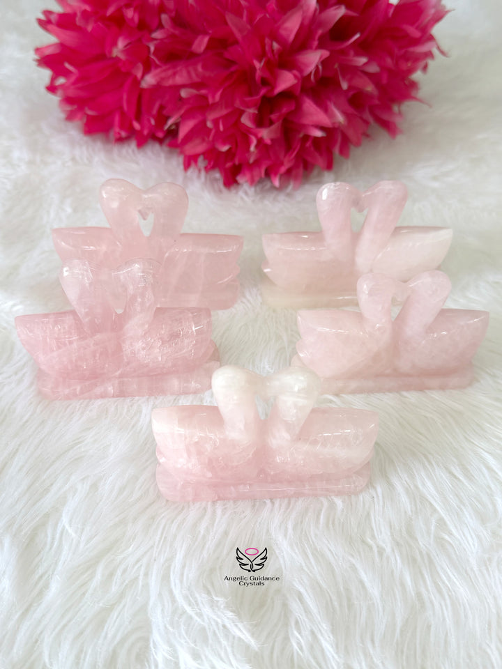 Rose Quartz Mandarine Duck Pair Medium