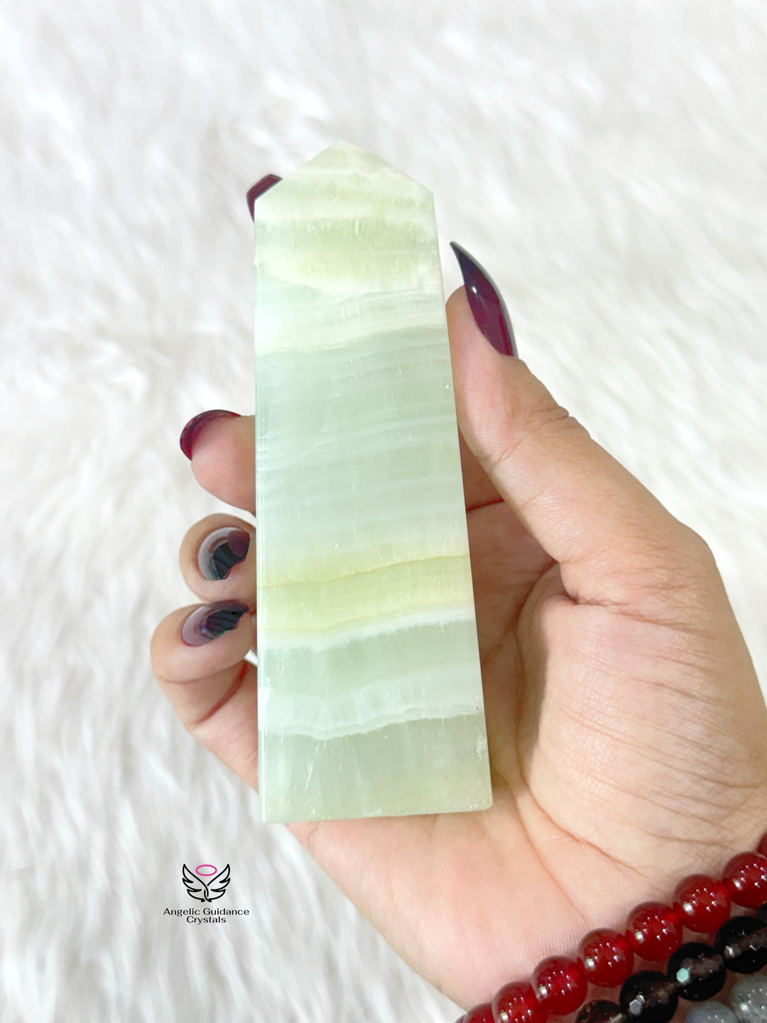 Pistachio Green Calcite Tower Large
