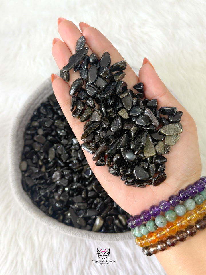 Black Golden Obsidian Chips