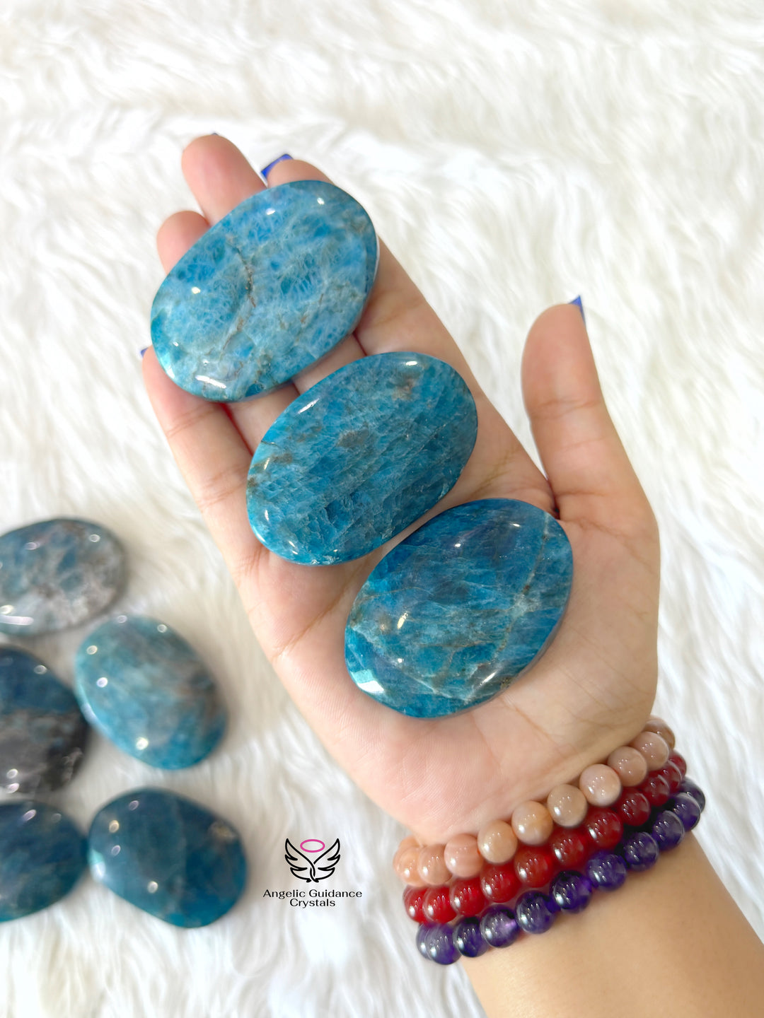Blue Apatite Palmstone Large