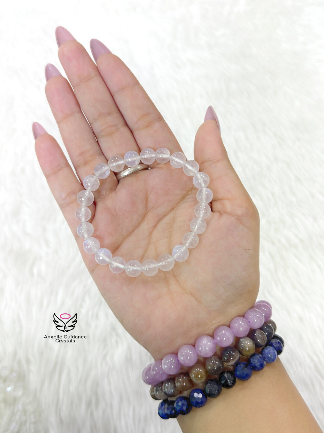 Rainbow Moonstone Bracelet 8mm Aaa
