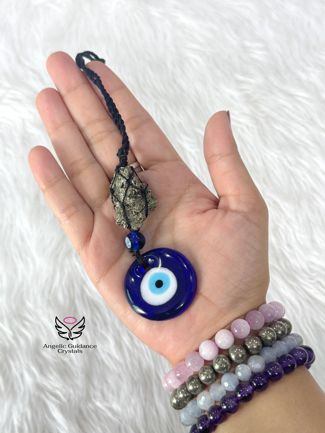 Pyrite Evil Eye Hanging