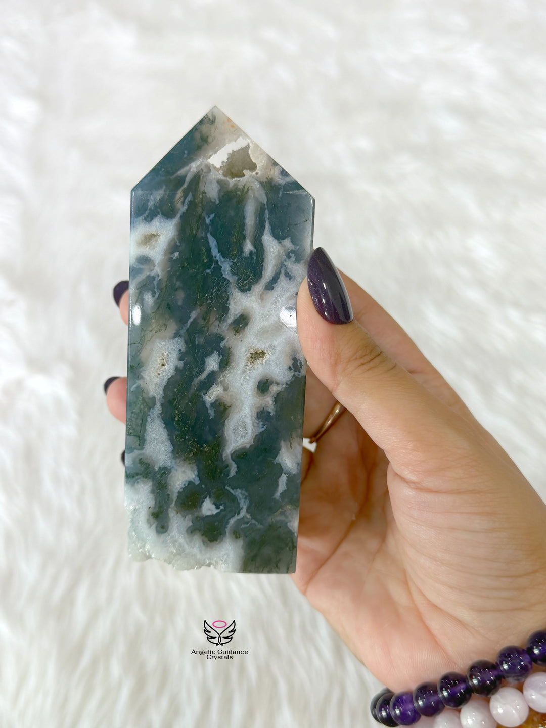 Moss Agate Druzy Tower 3