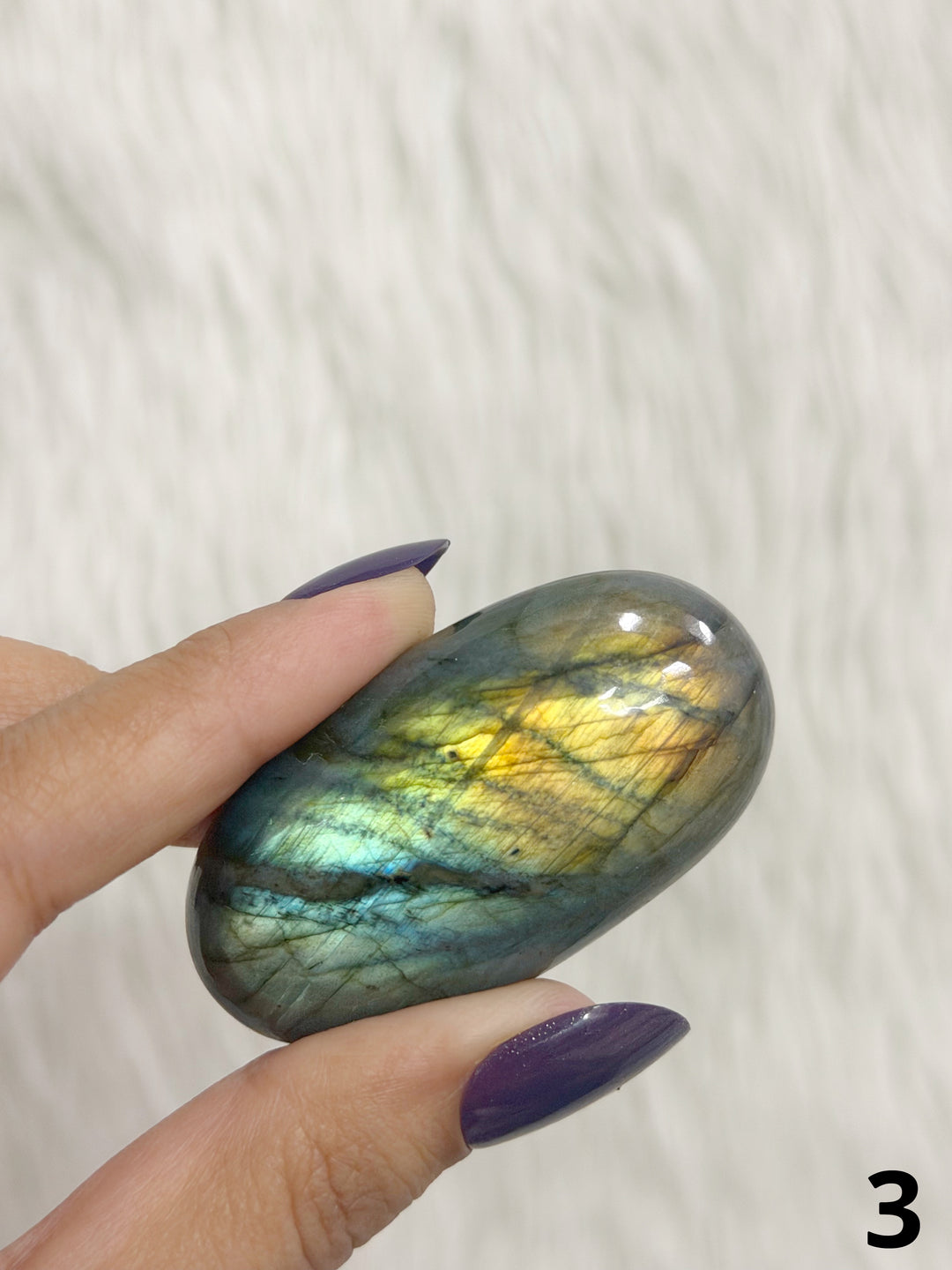 Labradorite Puffy Palm Stone For Intuition &amp; Protection