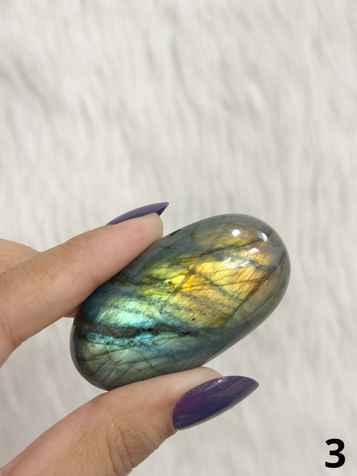 Labradorite Puffy Palm Stone For Intuition &amp; Protection