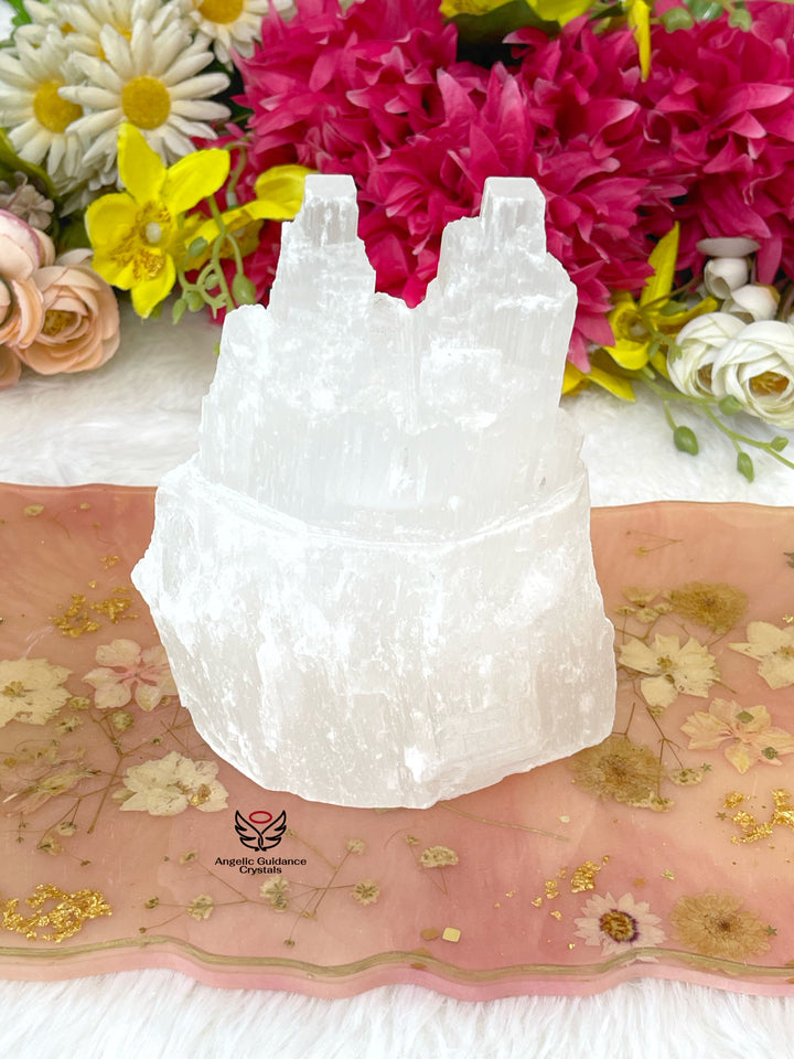 Selenite Iceberg Twin Tower Lamp