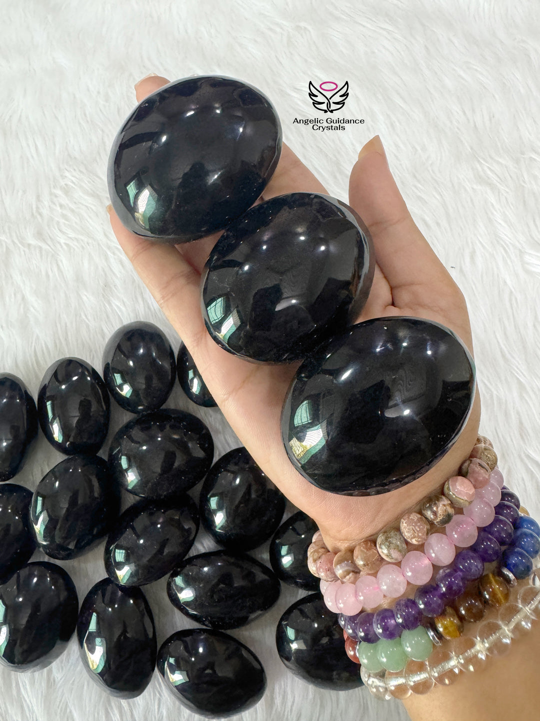 Black Obsidian Palm Stone AAA