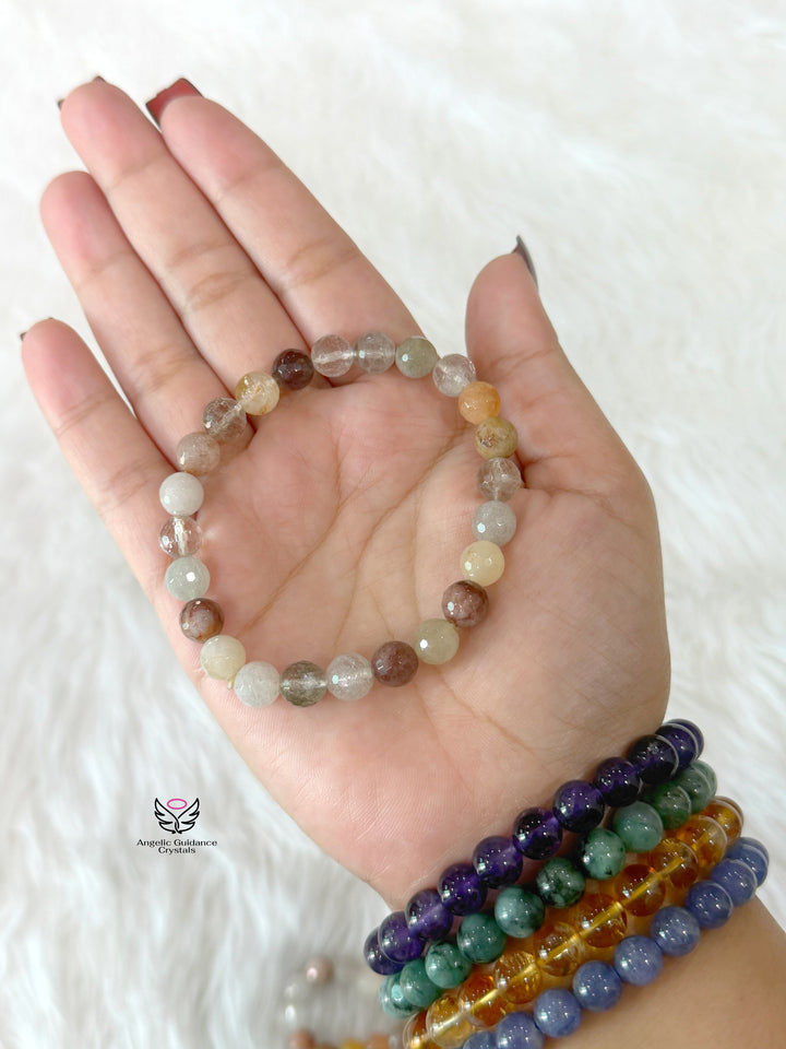 Rutilated Quartz Faceted 8mm Bracelet